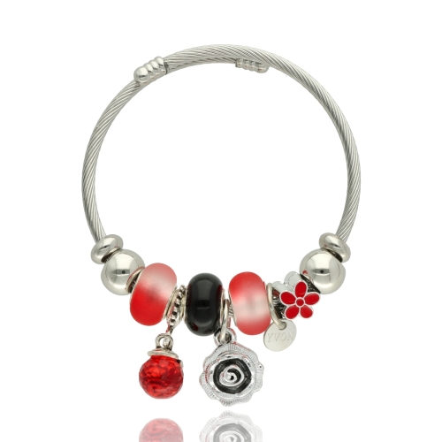 Bransoletka YVON srebrna z charmsami