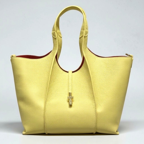 Laura Biaggi Shopper – Skórzana Torebka Giallo z Saszetką