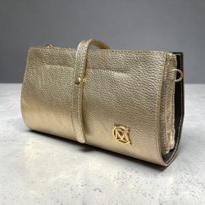 Massimo Contti skórzana torebka listonoszka złota trzykomorowa