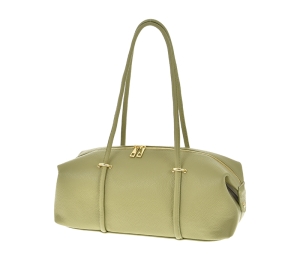 Skórzana torebka damska macha na ramię ze złotymi okuciami