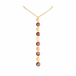 Naszyjnik tył - przód z okrągłymi kryształami i blaszkami Colibra